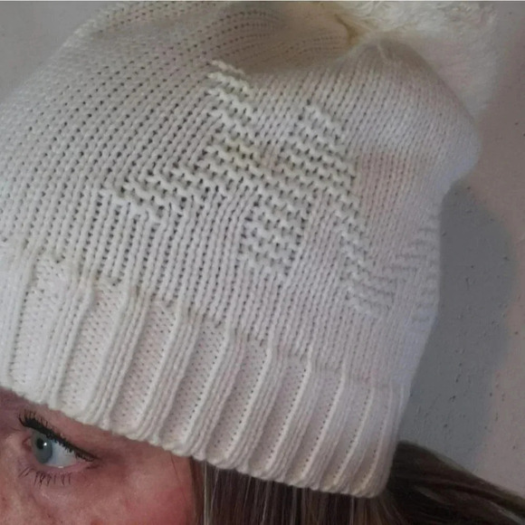 Michael Kors off white pompom knit hat - Picture 2 of 3